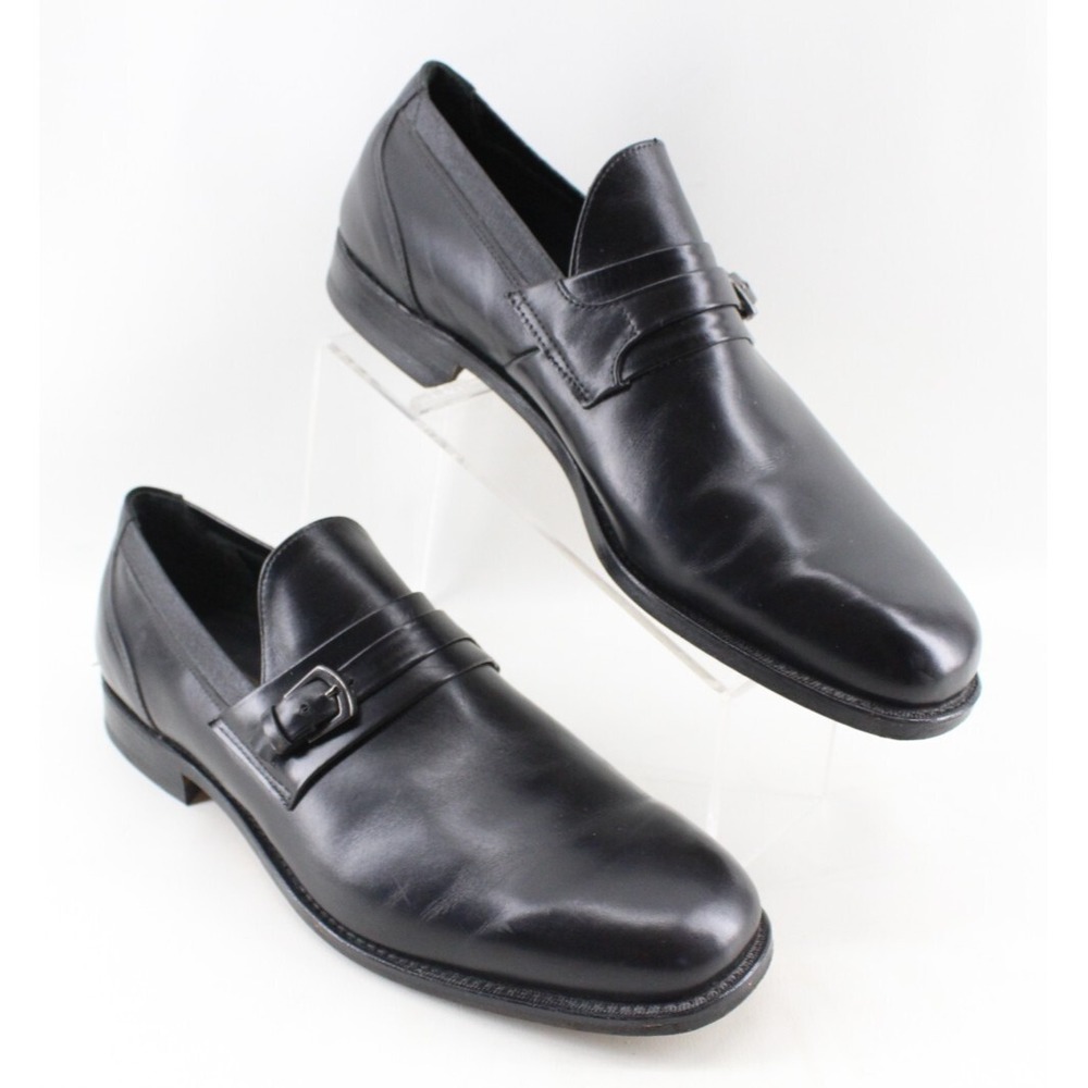 E.T. Wright Mens Sz 12 3E Slip-On Black Leather Buckle‎  Strap Dress Loafers